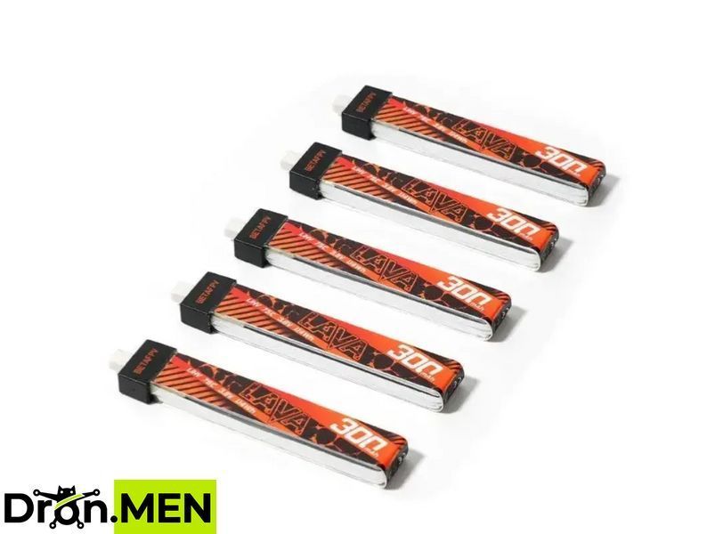 Комплект 5 батарей BetaFPV LAVA 1S 300mAh 75C для whoop (LiHV) 100118 фото