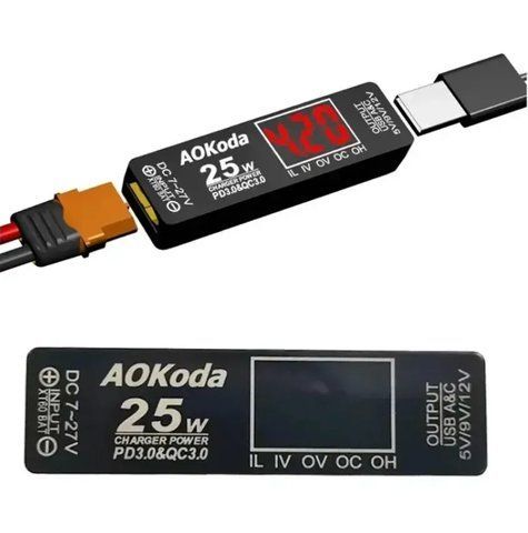Портативний зарядний пристрій AOKoda з XT60 на USB (25W) для живлення гаджетів від батареї 100407 фото