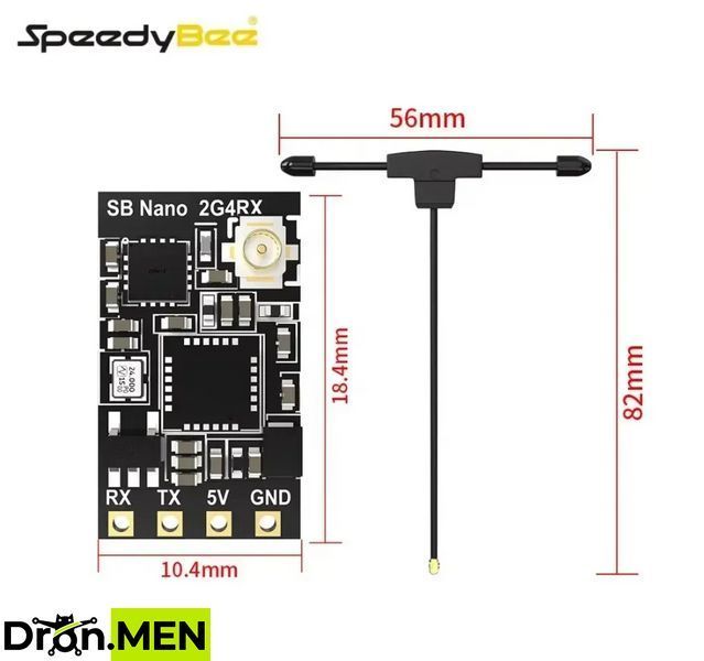 Приймач SpeedyBee Nano 2.4GHz (ExpressLRS) &mdash; компактний RX для FPV 100569 фото